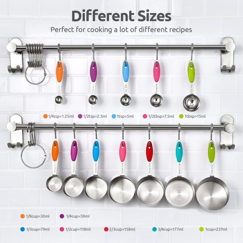 U-Taste 12 Piece Measuring Cups and Spoons Set in 18/8 Stainless Steel : 7 Measuring Cups & 5 Measuring Spoons - Image 2